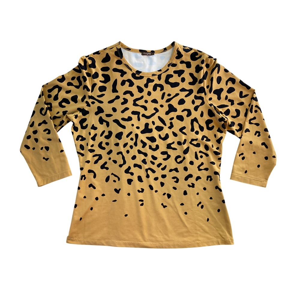 J. McLaughlin Cheetah Print Blouse Catalina Cloth 3/4 Sleeve Caramel (Size L) - Picture 2 of 11